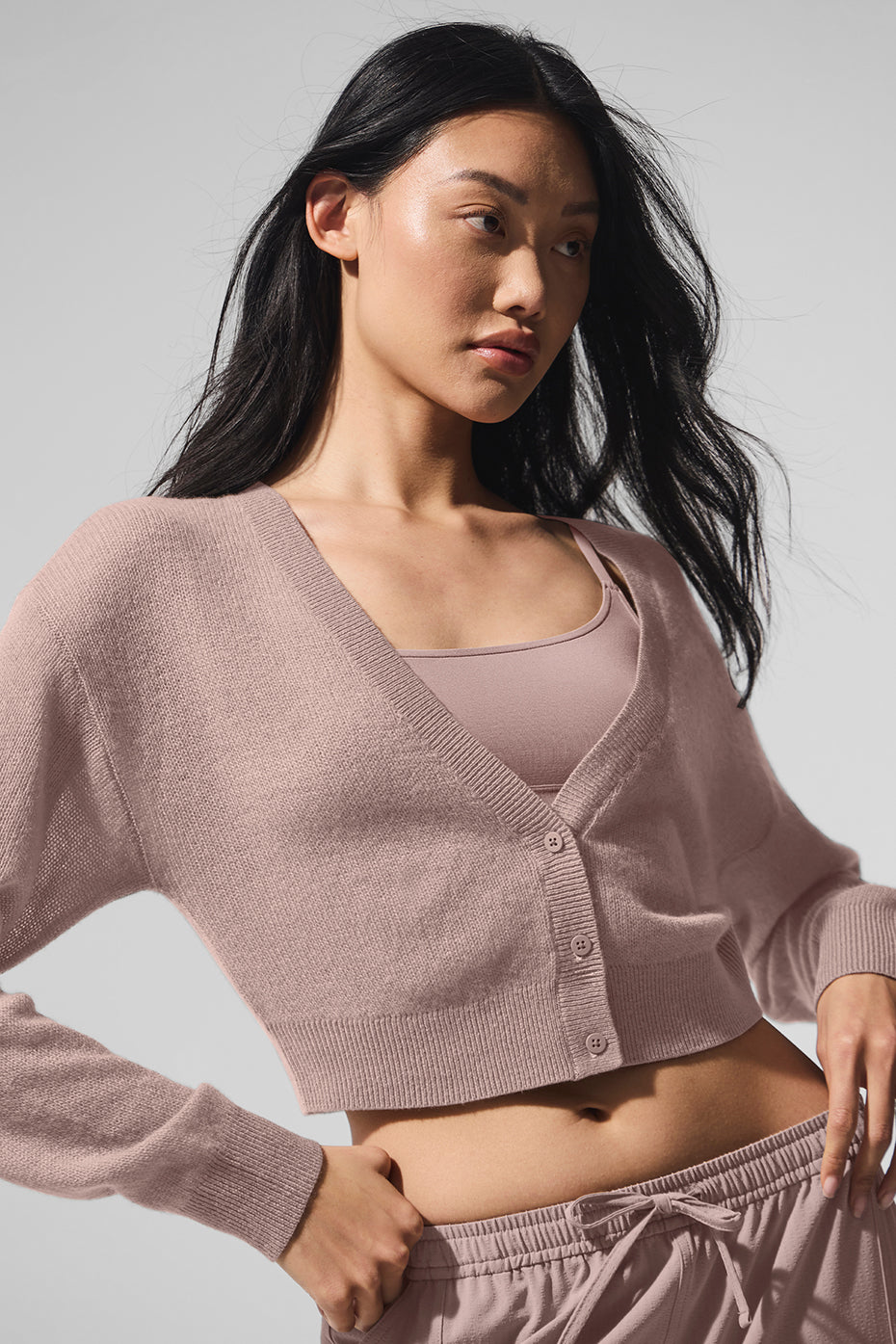Sheer Cashmere Cropped Cardigan - Taupe