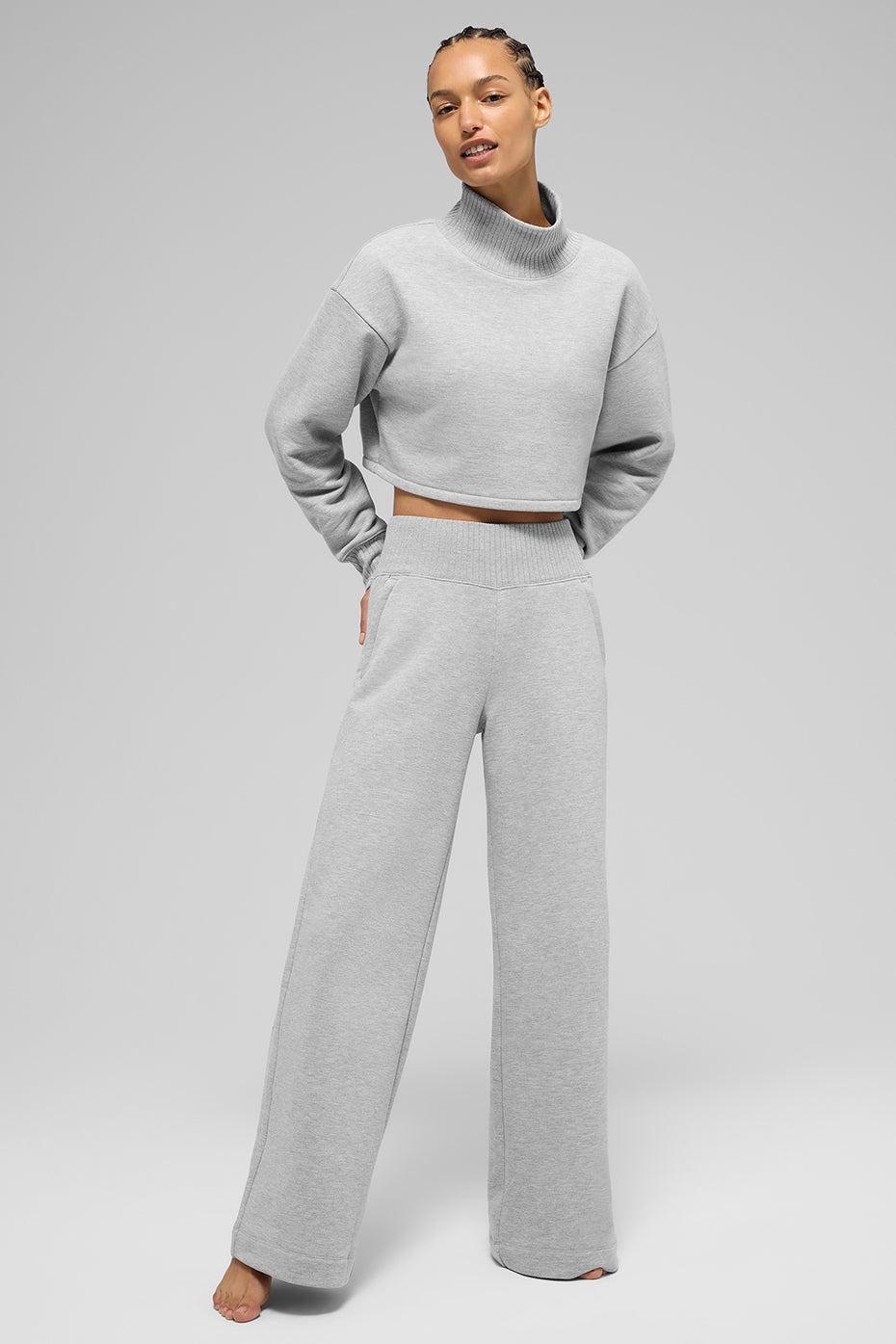Serenity Wide Leg Sweatpant - Athletic Heather Grey